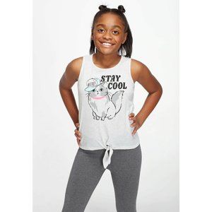 Justice Girls Size 8 Gray Grey Cat Tie Knot Shirt